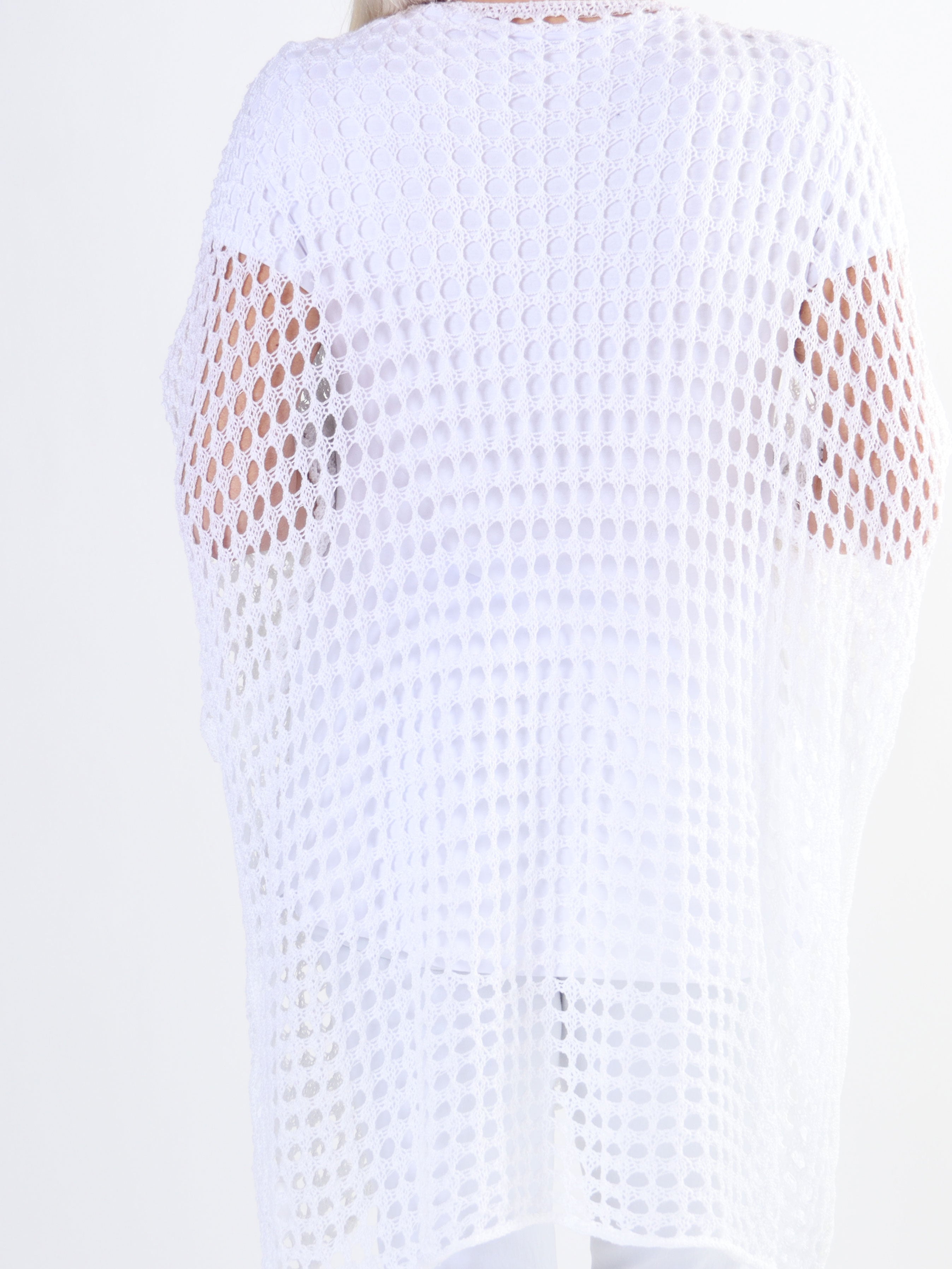 Maya - Söt trikå i plus size med spetsmönster och fladdermusärmar